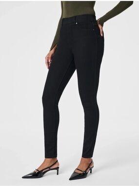 Spanx High Rise Ankle Skinny Shaping Jeans with Tummy Control - Large-Ankle SLit